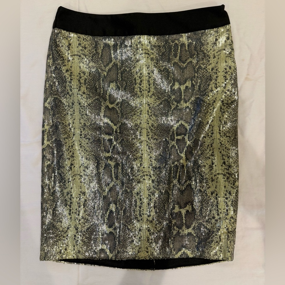The Limited Black and Gold Snake Print Pencil Skirt